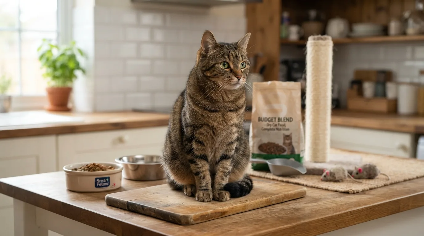 A happy family with a small, budget-friendly cat