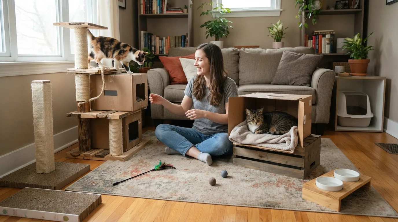 Budget-friendly setup for cats in multi-pet household