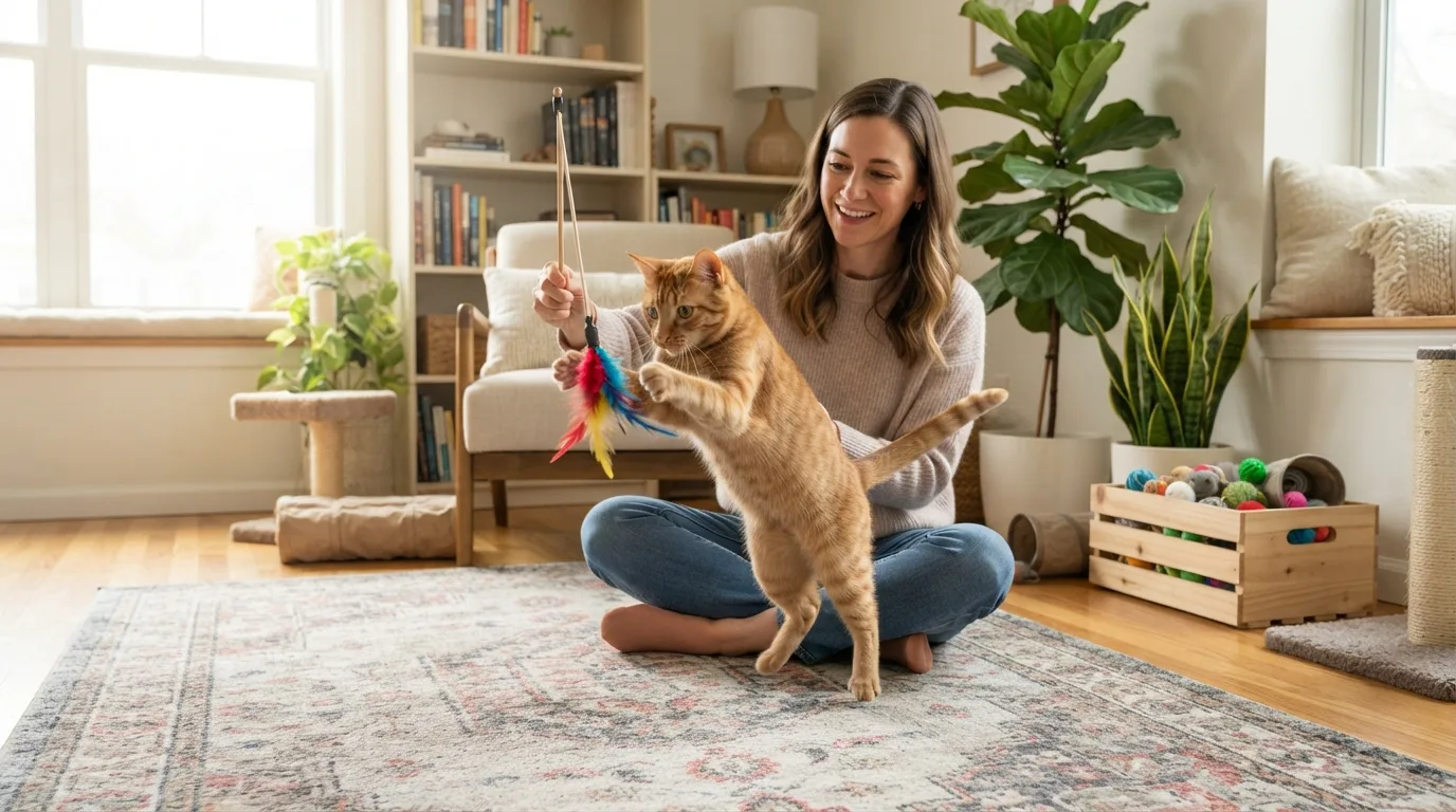 An active and curious cat exploring climbing shelves during household transition