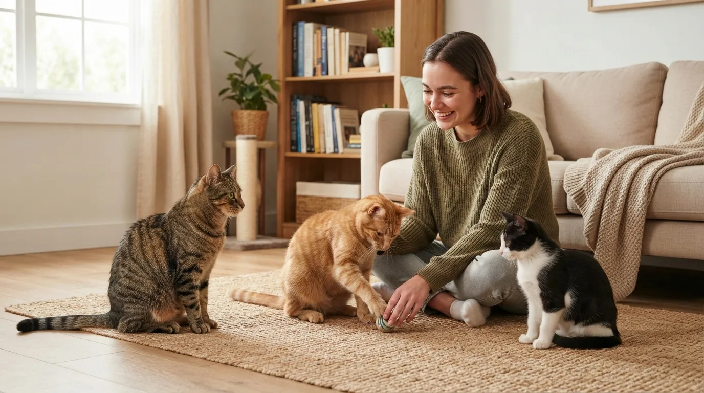 A group of affordable cats like American Shorthair, Domestic Shorthair, and Russian Blue